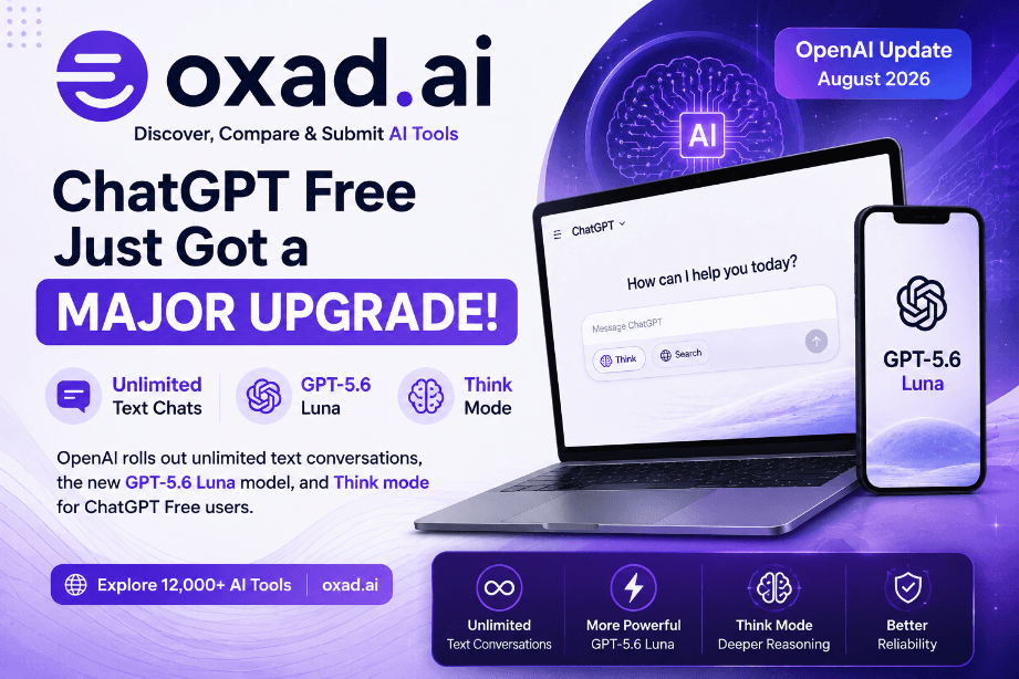 ChatGPT Free Update: Unlimited Text Chats And GPT-5.6 Luna