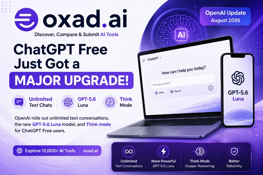 ChatGPT Free Update: Unlimited Text Chats And GPT-5.6 Luna