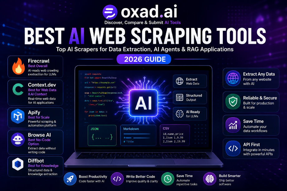 Best AI web scraping tools in 2026 for data extraction, AI agents, and RAG | Oxad.ai